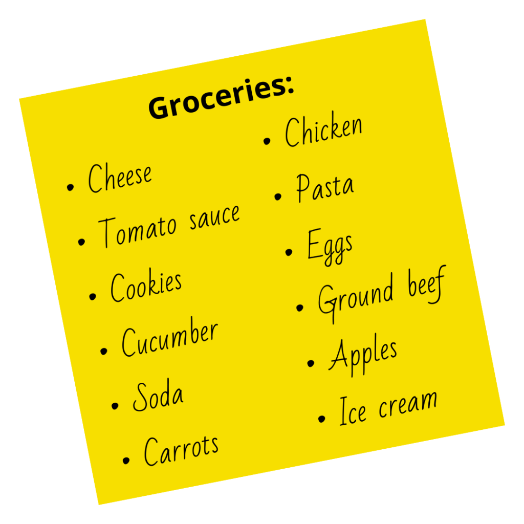 Grocery list 1